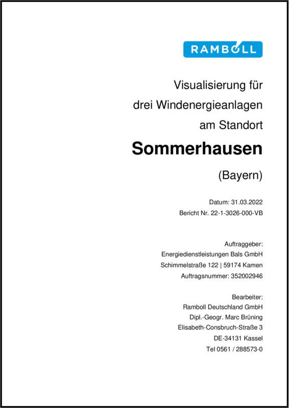 Visualisierung für drei Windenergieanlagen am Standort Sommerhausen
