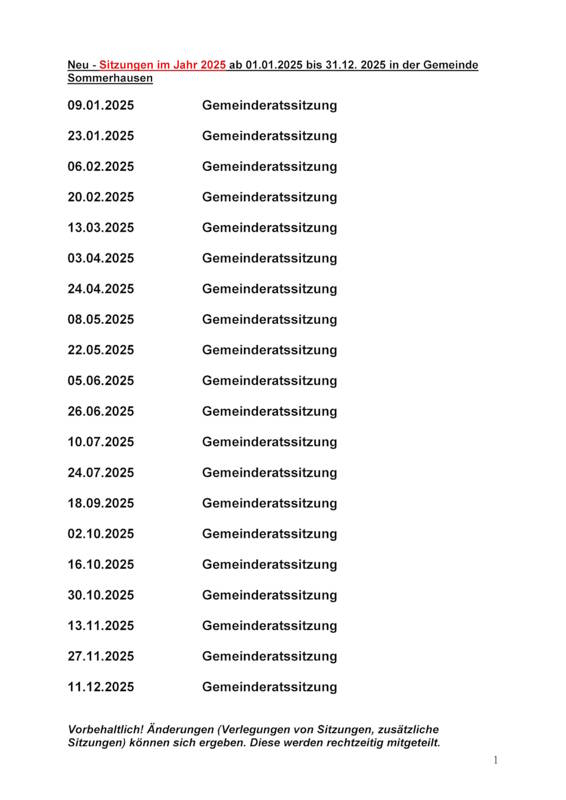 Marktgemeindratssitzungen