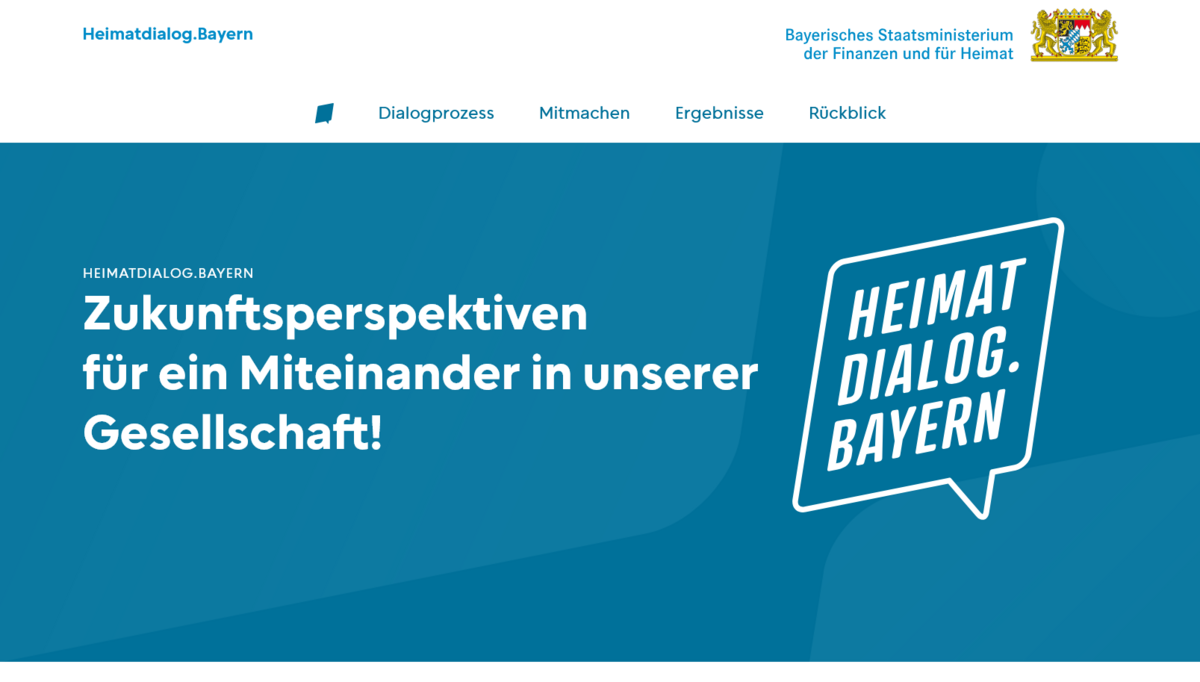 Screenshot Startseite Heimatdialog Bayern